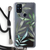 Tropical watercolor leaves: OnePlus Nord N10 5G Transparant Hoesje met koord