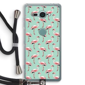 Flamingoprint groen: Sony Xperia XZ2 Compact Transparant Hoesje met koord