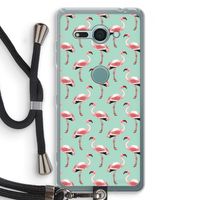 Flamingoprint groen: Sony Xperia XZ2 Compact Transparant Hoesje met koord