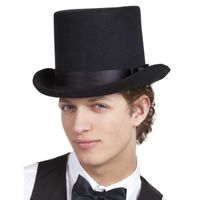 Zwarte hoge hoed zware kwaliteit voor heren   - - thumbnail