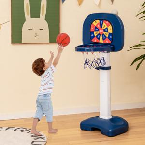 4 In 1 Kinder Basketbalhoepel met Verstelbare Hoogte (100-140cm) HDPE Basketbalsteun & Golf met Rijke Accessoires voor Kinderen 3 Jaar+