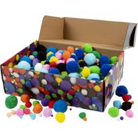 Creativ Company Pompons, d 5-40 mm, ca. 720 stuk, diverse kleuren, 200 gr/ 1 doos