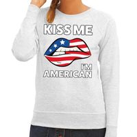 Kiss me I am American grijze trui voor dames 2XL  -