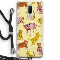 Cute Tigers and Leopards: OnePlus 6 Transparant Hoesje met koord