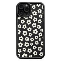 iPhone 12 Pro zwarte case - Retro bloempjes