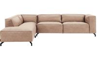Goossens Bank Calvin bruin, micro leer, 3,5-zits, modern design met ligelement links