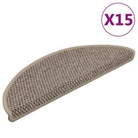 VidaXL Trapmatten zelfklevend 15 st sisal-look 56x17x3 cm donkerbeige