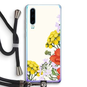 Wilde bloemen: Huawei P30 Transparant Hoesje met koord