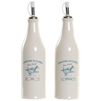 Set van 2x stuks stenen azijn en olie flessen met schenktuit 800 ml   -