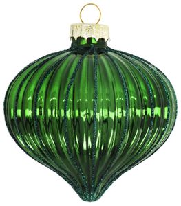 HEMA Kerstbal Glas 8cm Groen Ribbels (groen)
