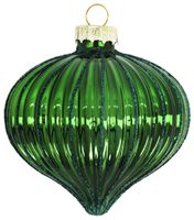 HEMA Kerstbal Glas 8cm Groen Ribbels (groen) - thumbnail