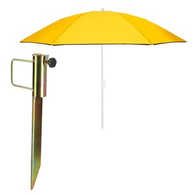 Strand/tuin parasol - met metalen grondharing 45 cm - geel - polyester - D160 cm - verstelbaar