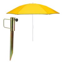 Strand/tuin parasol - met metalen grondharing 45 cm - geel - polyester - D160 cm - verstelbaar Strand/tuin parasol - met metalen grondharing 45 cm - geel - polyester - D160 cm - verstelbaar