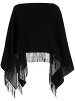 Valentino Garavani poncho frangé à détail VLOGO - Noir - thumbnail