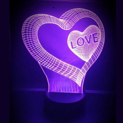 3D LED LAMP - DUBBEL HART - Ontwerp-zelf.nl