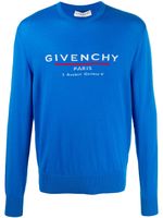 Givenchy pull à logo en maille intarsia - Bleu - thumbnail