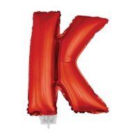 Rode opblaas letter ballon K op stokje 41 cm - thumbnail