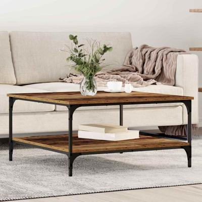 Salontafel Oud hout 80 x 80 x 40 cm Bewerkt hout