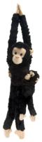 Pluche hangende knuffel aap met baby - zwart - 43 cm   - - thumbnail