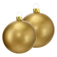 Grote opblaasbare decoratie kerstballen - 2x st - 45 en 65 cm - goud - thumbnail