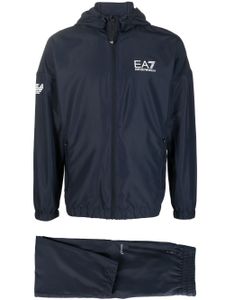 Ea7 Emporio Armani veste zippée à logo imprimé - Bleu