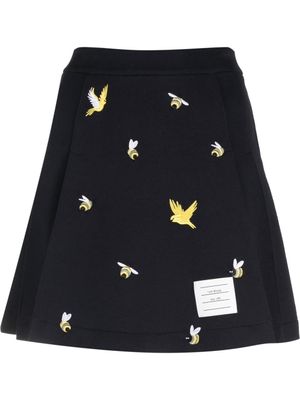 Thom Browne jupe trapèze à broderies - Bleu