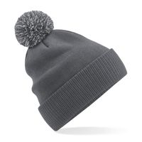 Dames Wintermuts met gekleurde Pompon graphiet grijs 100% polyester - thumbnail