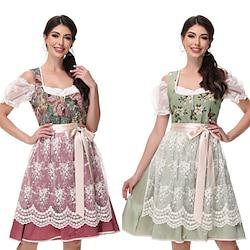 Carnaval Oktoberfest bier Kostuum Jurken Dirndl Trachtenkleider hulp in de huishouding Duits München Weiden Dames Doek in traditionele stijl Kleding Lightinthebox