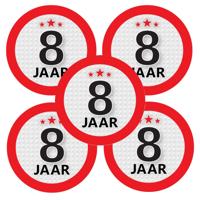 8 jaar leeftijd sticker - 5x - rond - Dia 9 cm - 8 jaar verjaardag - jubileum - leeftijd versiering