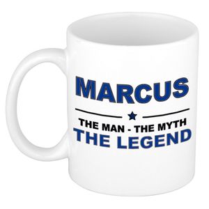 Naam cadeau mok/ beker Marcus The man, The myth the legend 300 ml   -