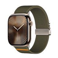 Nylon bandje met Parachute sluiting - Donkergroen - Geschikt voor Apple Watch 44mm / 45mm / 46mm / 49mm