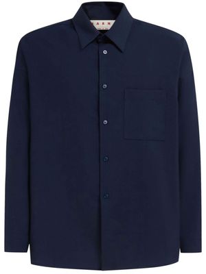 Marni polo en laine vierge à patch logo - Bleu