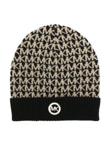 Michael Kors Kids bonnet en maille à plaque logo monogrammé - Noir