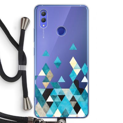 Gekleurde driehoekjes blauw: Honor Note 10 Transparant Hoesje met koord