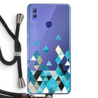 Gekleurde driehoekjes blauw: Honor Note 10 Transparant Hoesje met koord