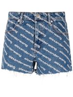 Alexander Wang short en jean à logo imprimé - Bleu