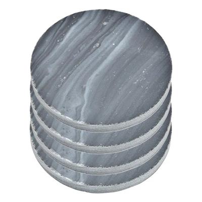 Onderzetters voor glazen - 4x stuks - rond - Marmer - grijs - 10 x 0.8 cm