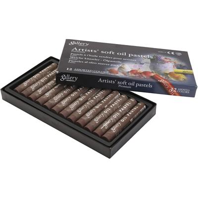 Gallery Oliepastel, L: 7 cm, d 11 mm, dikte 11 mm, bruin, 12 stuk/ 1 doos