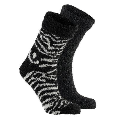 Apollo Kinderen bedsokken/huissokken - 2-pak - zwart/wit - maat 36-40