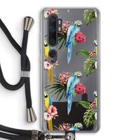 Kleurrijke papegaaien: Xiaomi Mi Note 10 Transparant Hoesje met koord