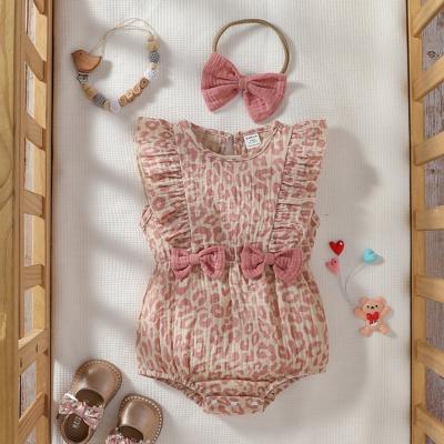 Baby Girl Leopard Print Ruffle Cotton Bodysuit and Headband Set 9-12M