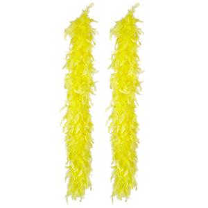 Carnaval verkleed boa met veren - 2x - neon geel - 180 cm - 50 gram - Glitter and Glamour