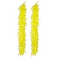 Carnaval verkleed boa met veren - 2x - neon geel - 180 cm - 50 gram - Glitter and Glamour - thumbnail