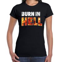 Halloween burn in hell verkleed t-shirt zwart voor dames - thumbnail