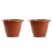 Plasticforte Plantenpot - 5x stuks - terracotta bruin - 20x15 cm - bloempot - kunststof - rond