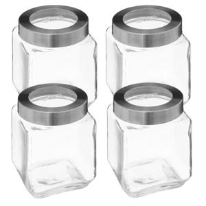 5Five voedsel voorraadpot MIRO met draaideksel - 4x - glas - 1.2L - 11 x 14 cm - weckpot