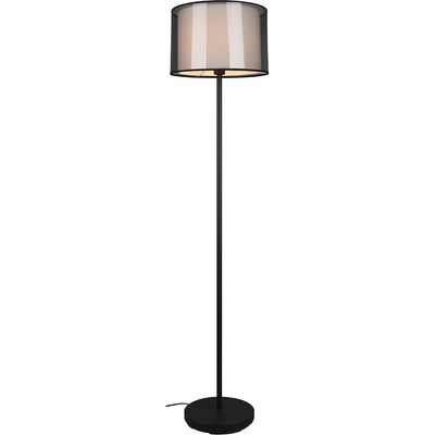 LED Vloerlamp - Vloerverlichting - Trion Bidon - E27 Fitting - 1-lichts - Rond - Mat Zwart - Aluminium - Tot 40W