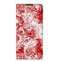 Mobiel BookCase Samsung Galaxy M52 Angel Skull Rood
