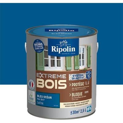 RIPOLIN houtverf voor binnen en buiten - oceaanblauw Ral 5017 satijn, 2,5 l
