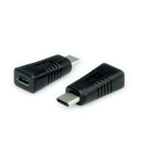 VALUE 12.99.3190 tussenstuk voor kabels USB 2.0 Type C USB 2.0 Type Micro B Zwart